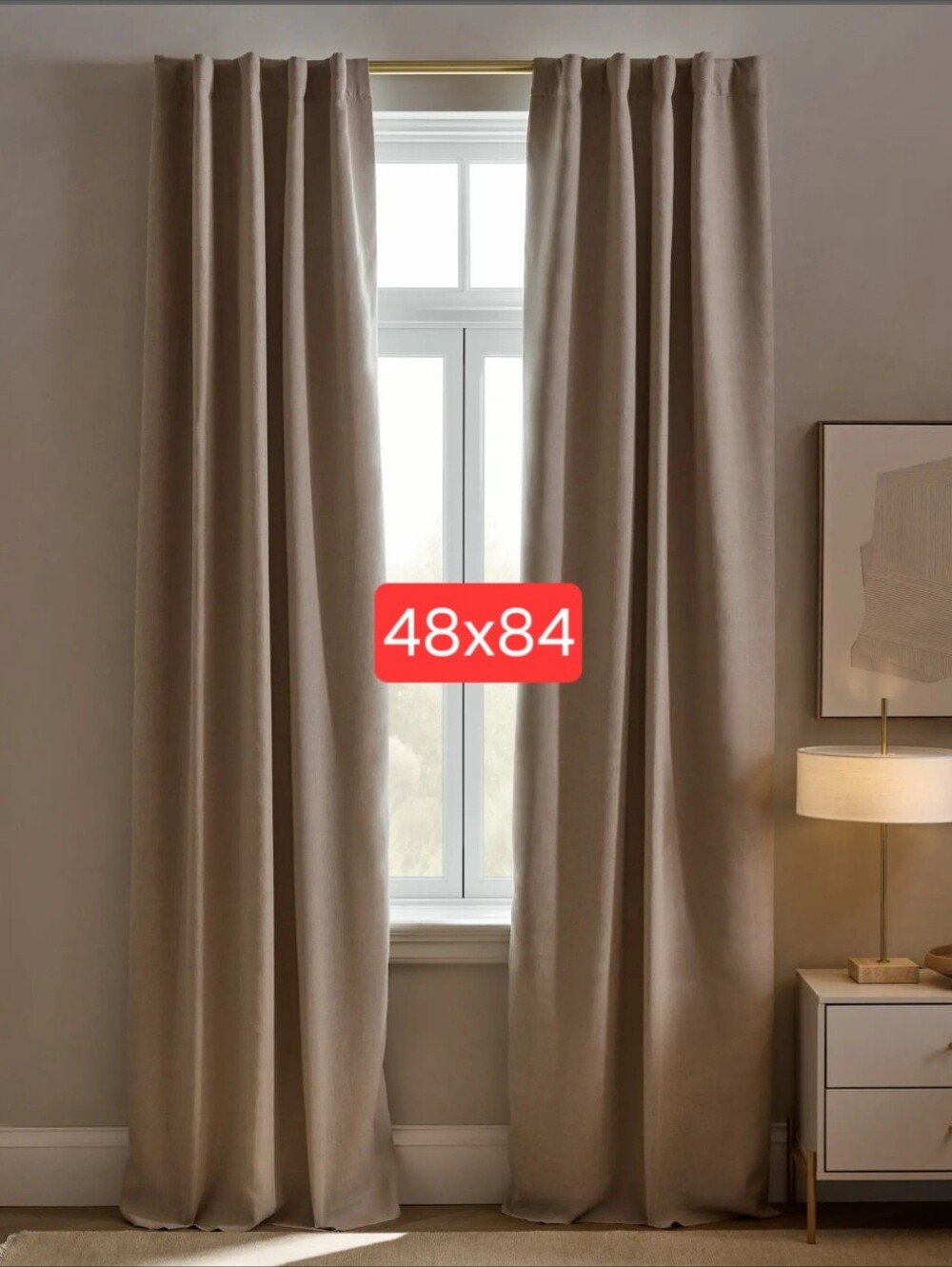 Quince DARK FLAX European Linen True Blackout Curtain 48x84 Single Panel 48"x84"